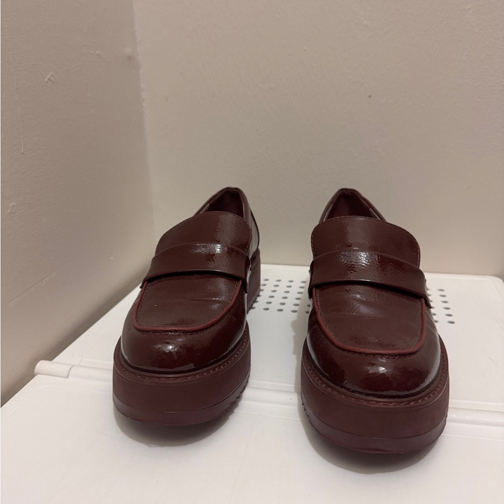Burgundy Platform Loafers - Picture 2 of 4